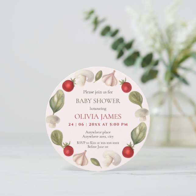 Farmers market locally grown baby shower invitation (Standing Front)