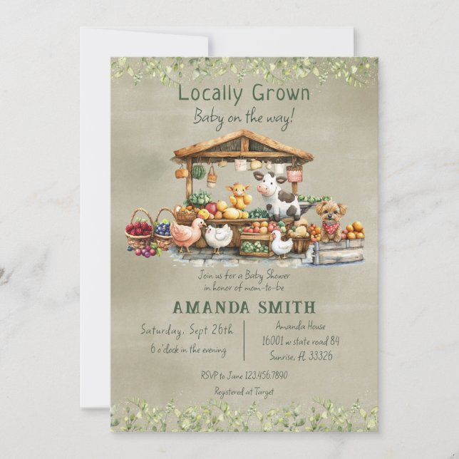 Farmers Market Locally Grown Baby Shower  Invitation (Front)