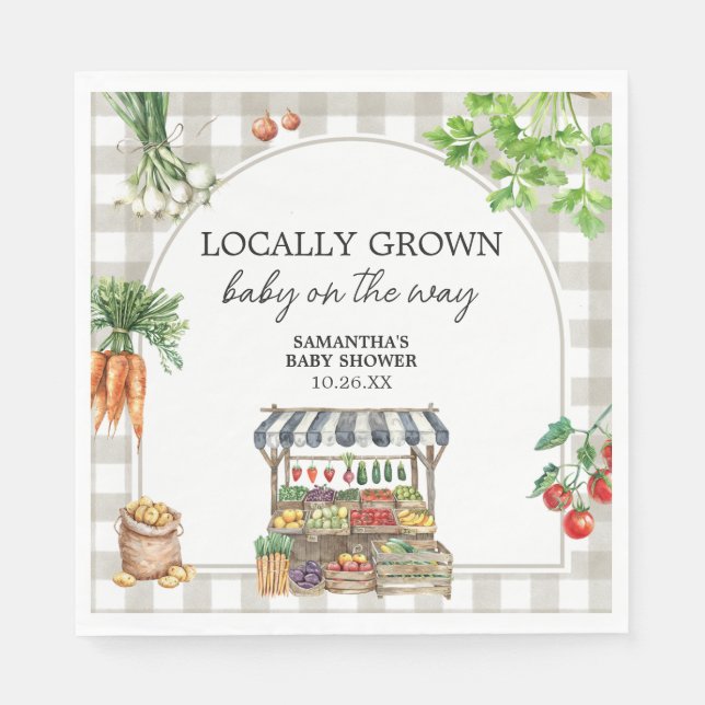Farmers Market Locally Grown Baby Shower Napkin (Front)