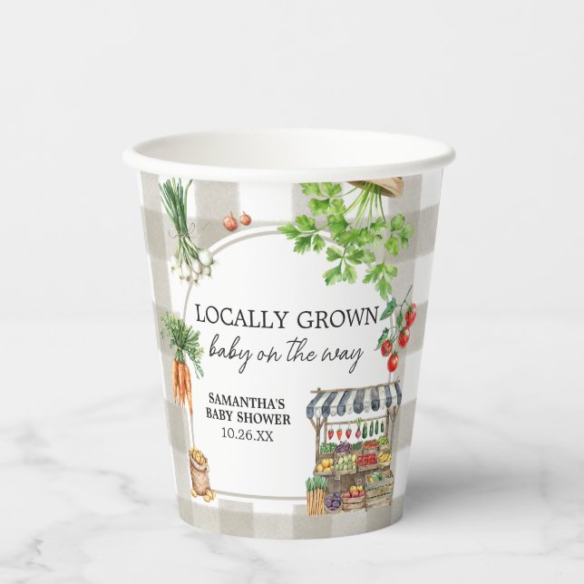 Farmers Market Locally Grown Baby Shower Paper Cups (Front)