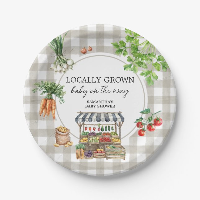 Farmers Market Locally Grown Baby Shower Paper Plate (Front)