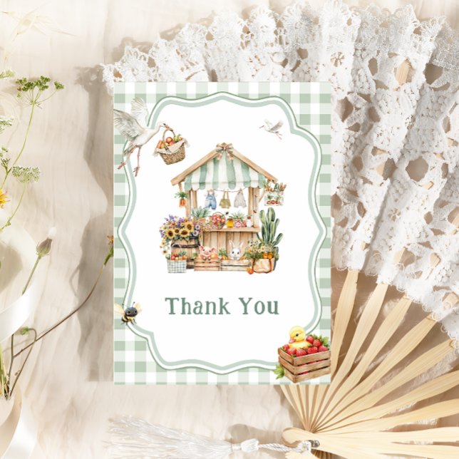 Farmers Market Locally Grown Boho Baby Shower Thank You Card (Creator Uploaded)