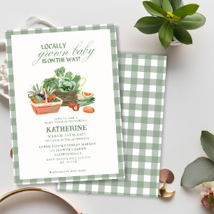 Farmers market locally grown green baby shower invitation