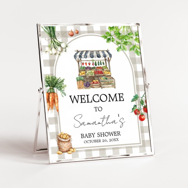 Farmers Market Locally Grown Shower Welcome Sign (Farmers Locally Grown Shower Sign)