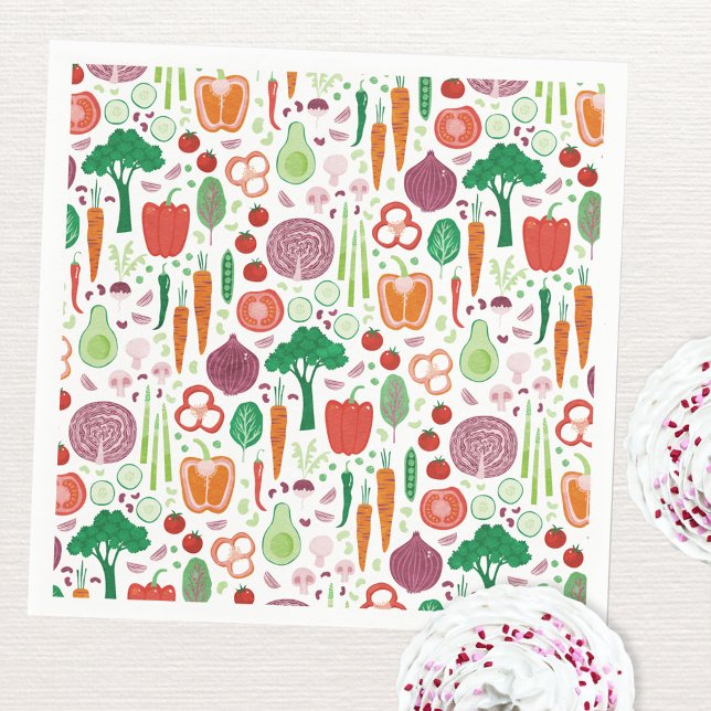 Farmers Market Locally Grown Vegetable Napkin (Vegetable pattern Farmers Market Locally Grown party paper napkins)