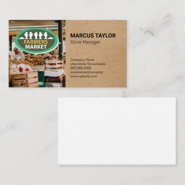Farmers Market Logo | Groceries Business Card (Front/Back)