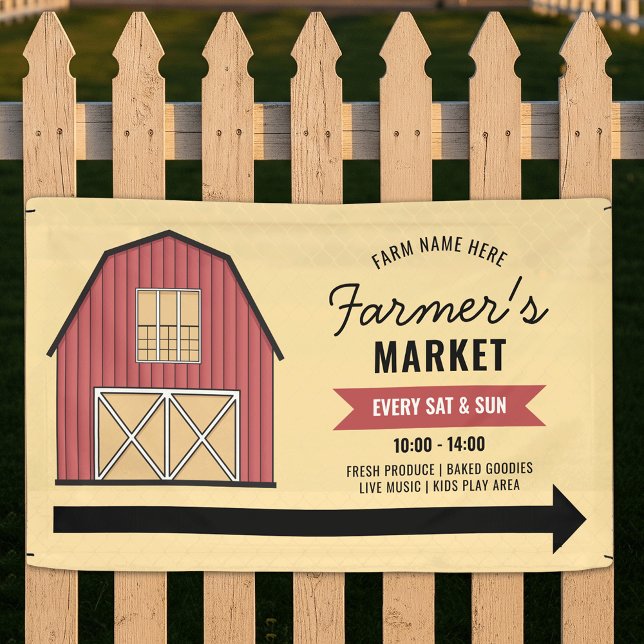 Farmer's Market Modern Farmhouse Marketing Banner (Farmer's Market Outdoor Banner with fully editable text and colors)