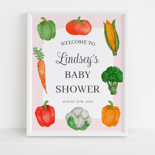 Farmers Market Pink Baby Shower Welcome Poster