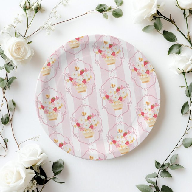 Farmers market pink Whimsical Baby shower Paper Plate (Creator Uploaded)
