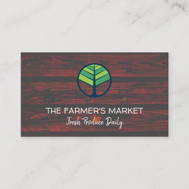 Farmers Market Produce | Wood Business Card (Front)