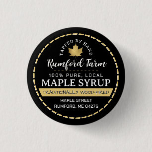 Farmer's Market Promotional Maple Syrup Gold Leaf 3 Cm Round Badge