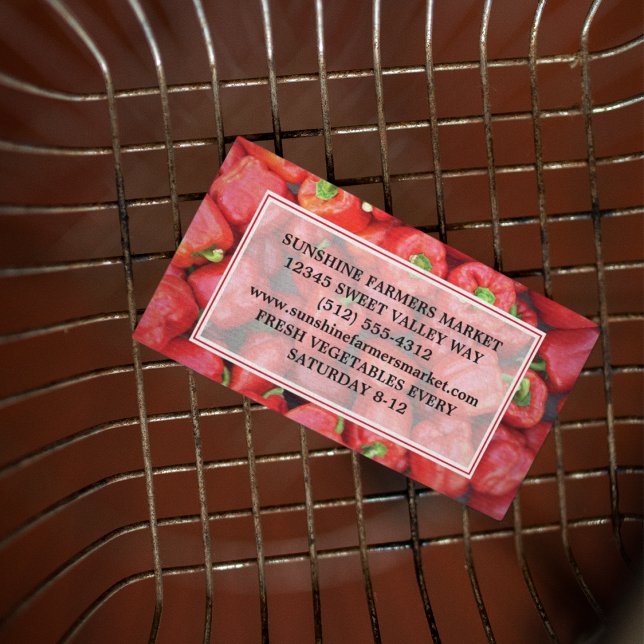 Farmers Market Red Bell Pepper Produce Vendor Business Card (Creator Uploaded)