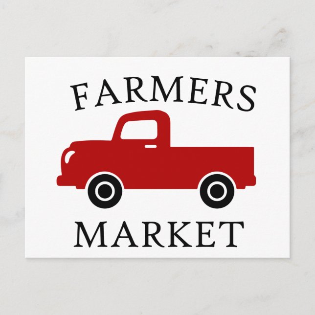 Farmers Market, Red Truck Postcard (Front)
