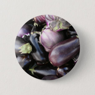 Farmers Market Selection of Purple Eggplants 6 Cm Round Badge