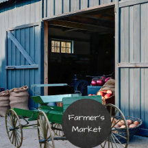 Farmers Market Simulated Chalkboard Round