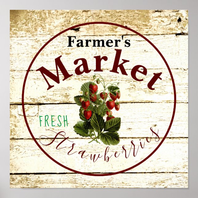 Farmer's market strawberries sign  (Front)
