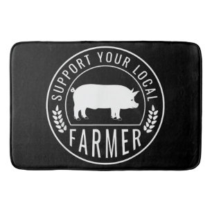 Farmers Market Support Your Local Pig Farmer Ranch Bath Mat