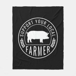 Farmers Market Support Your Local Pig Farmer Ranch Fleece Blanket