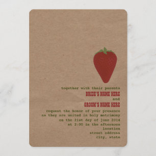 Farmer's Market Theme Wedding Invite Strawberry