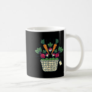 Farmers market vegetable basket carrots beets coffee mug
