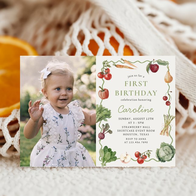 Farmers Market Vegetable Birthday Photo Invitation (Creator Uploaded)