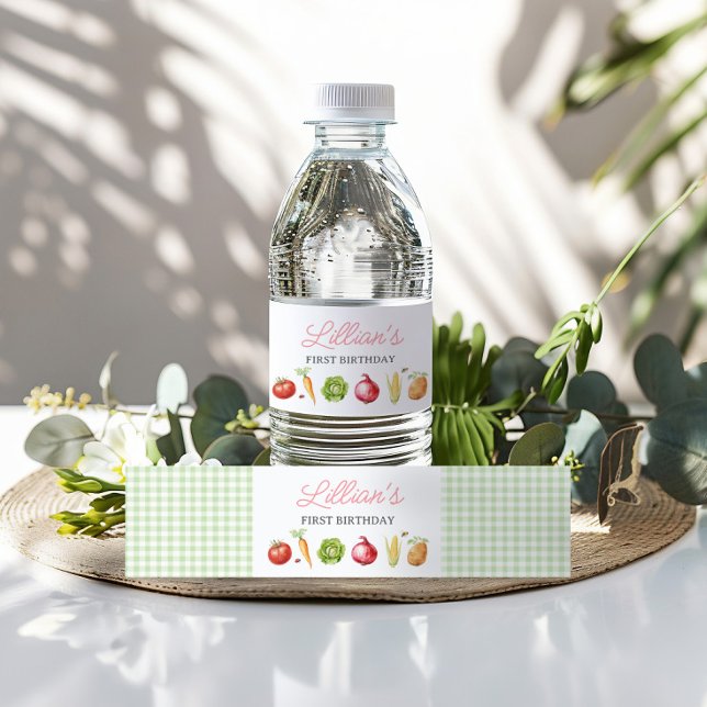 Farmers Market Vegetable Stand Birthday Water Bottle Label (Creator Uploaded)