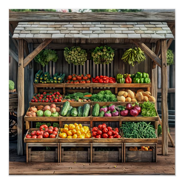 Farmers Market Vegetable Stand Poster (Front)