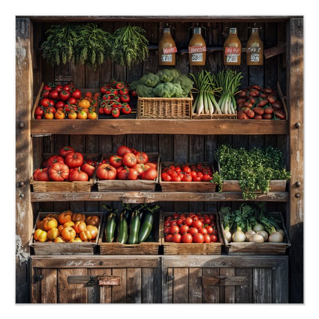 Farmers Market Vegetable Stand Poster (Front)