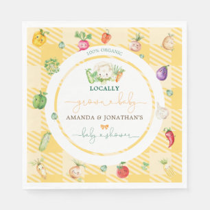 Farmers Market Vegetables Baby Shower Yellow Napkin