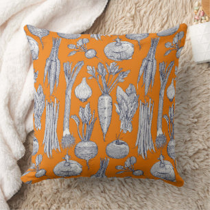 farmer's market vegetables navy blue satsuma cushion