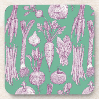 farmer's market vegetables purple peppermint coaster