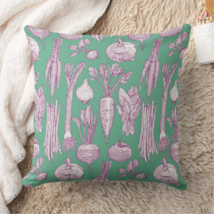 farmer's market vegetables purple peppermint cushion