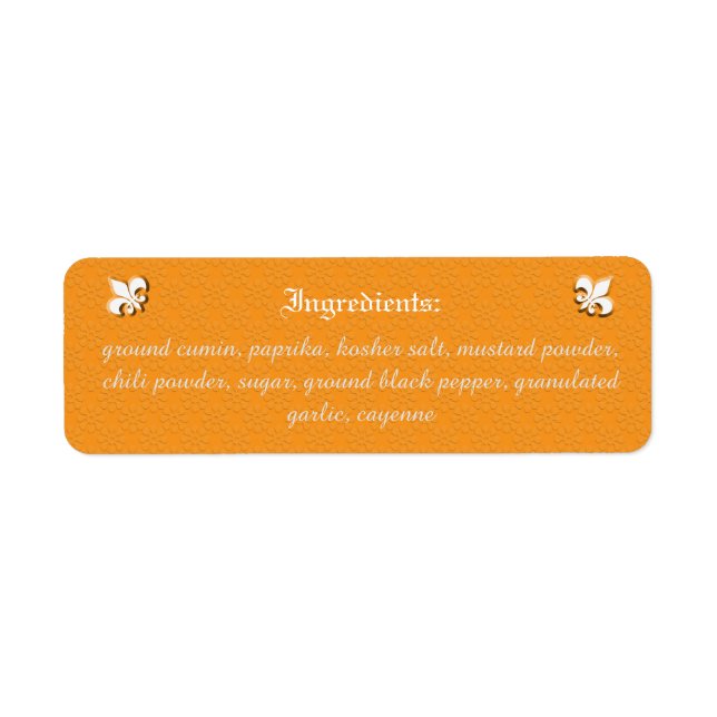 Farmer's Market Vendor Ingredients Label (Front)