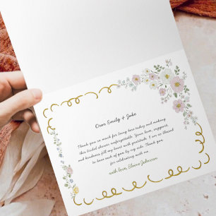 Farmers Market Whimsical Floral New Mrs Thank You Card