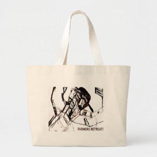 FARMERS RETREAT white Large Tote Bag
