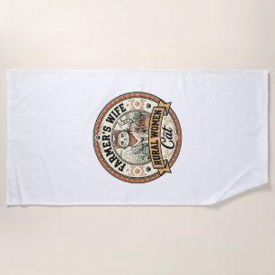 Farmer's Wife Rural Women Cat Farmer's Wife Rural Beach Towel