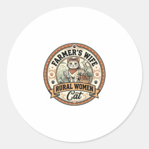 Farmer's Wife Rural Women Cat Farmer's Wife Rural Classic Round Sticker