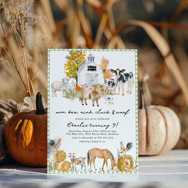 Farmhouse Animals Farm Theme Birthday Party Invitation (Creator Uploaded)