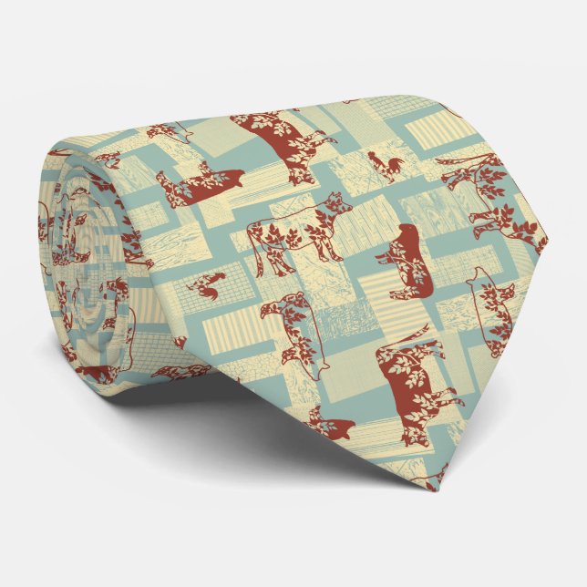 Farmhouse Animals Modern Pattern - Classic Country Tie (Rolled)