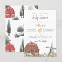 Farmhouse Barn Yard Boho Baby Shower Invitation