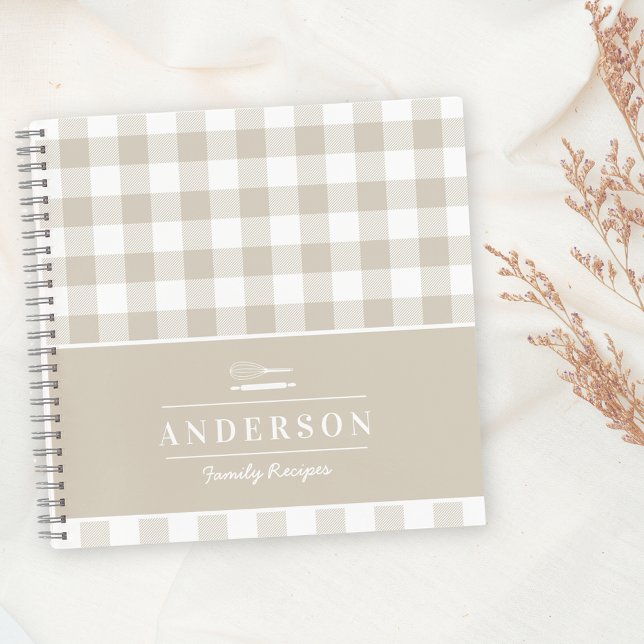 Farmhouse Beige Buffalo Check Family Baking Recipe Notebook (Creator Uploaded)