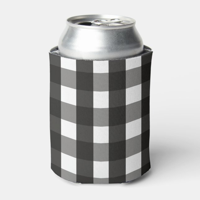 FARMHOUSE BLACK AND WHITE GINGHAM CHECK CAN COOLER (Can Front)