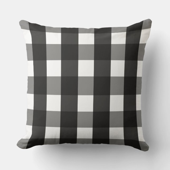 FARMHOUSE BLACK AND WHITE GINGHAM CHECK CUSHION (Front)