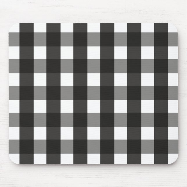 FARMHOUSE BLACK AND WHITE GINGHAM CHECK MOUSE PAD (Front)