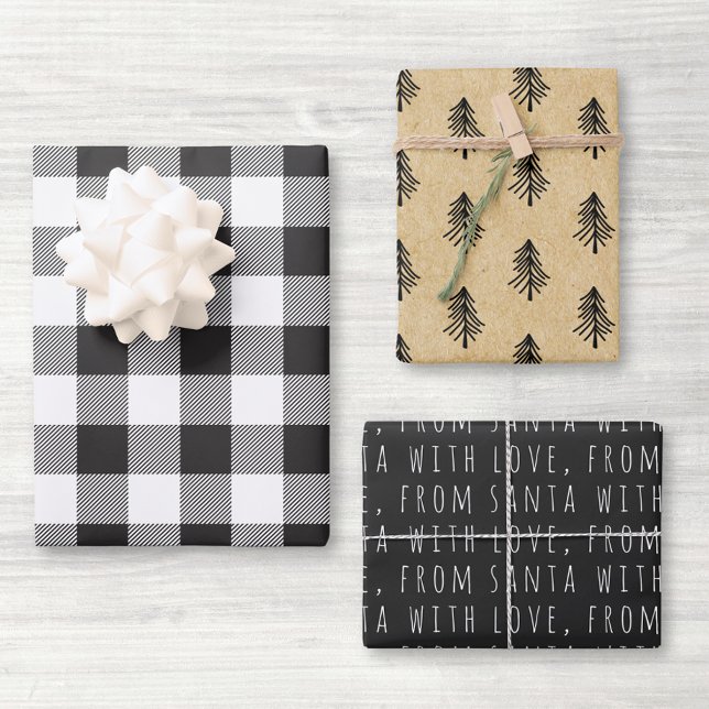 Farmhouse Black Buffalo Check Christmas Wrapping Paper Sheet (Creator Uploaded)