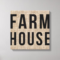 FARMHOUSE Black Lettering Rustic Burlap Sacking