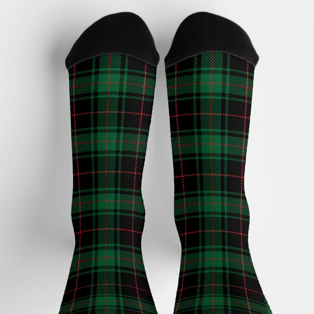 Farmhouse black red rustic tartan plaid pattern socks (Top)