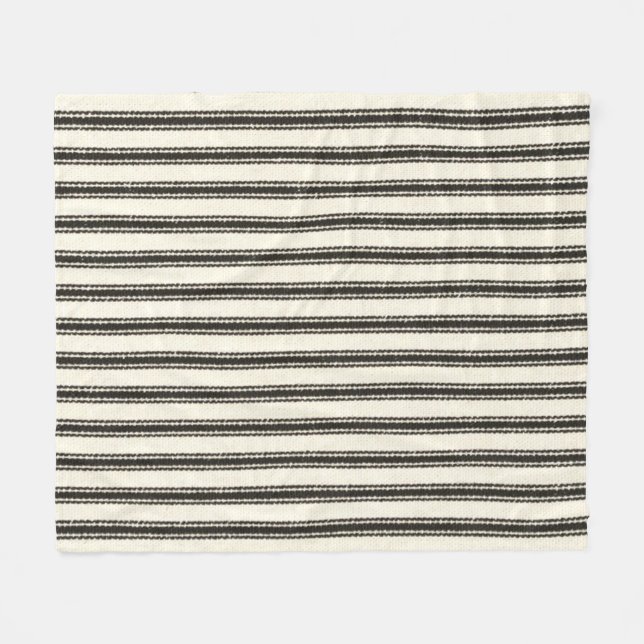 Farmhouse Black Ticking Stripes  Fleece Blanket (Front (Horizontal))