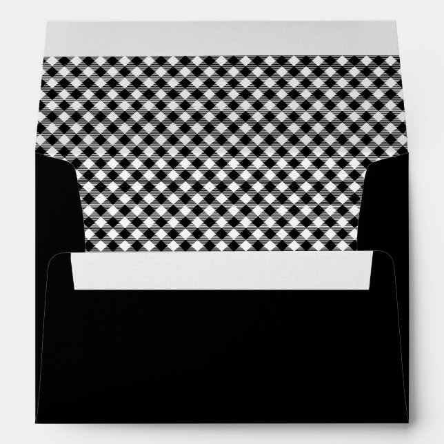 Farmhouse Black & White Buffalo Plaid Envelope (Back (Bottom))