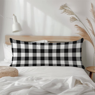 Farmhouse Black White Rustic Gingham Check Plaid Body Cushion